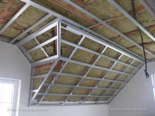 Irbis Thatching: insulation of the roof surface - a frame made of steel profiles prepared for under-rafter insulation.