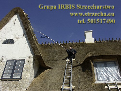 IRBIS Strzecharstwo = bezpieczna strzecha. Thatching&rethatching service. Strzecha i bezpieczeństwo! Impregnacja strzechy trzcinowej w Danii.